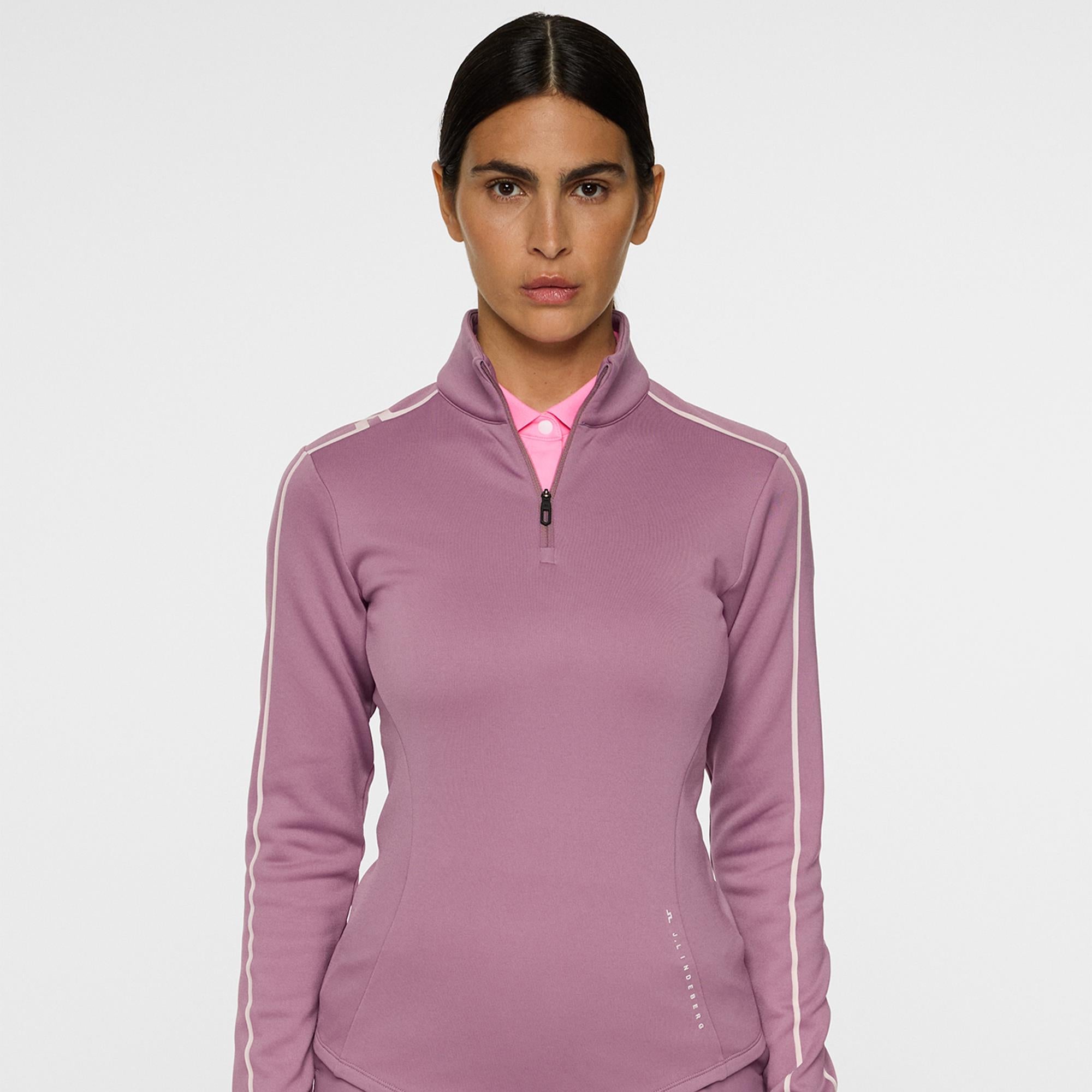 J Lindeberg Nefe Quarter Zip Ladies Golf Mid Layer Very Grape